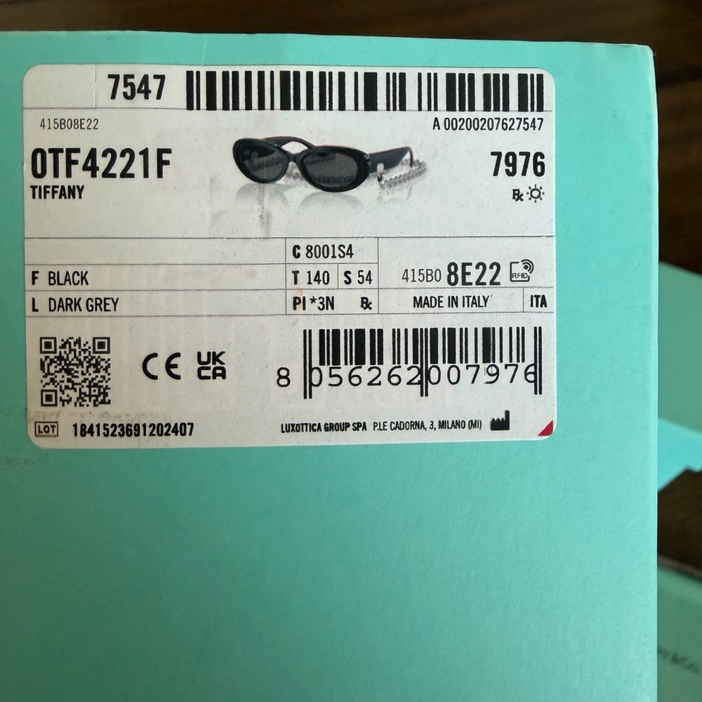 Tiffany & Co. Black Sunglasses with Silver Chain - Picture 8 of 10